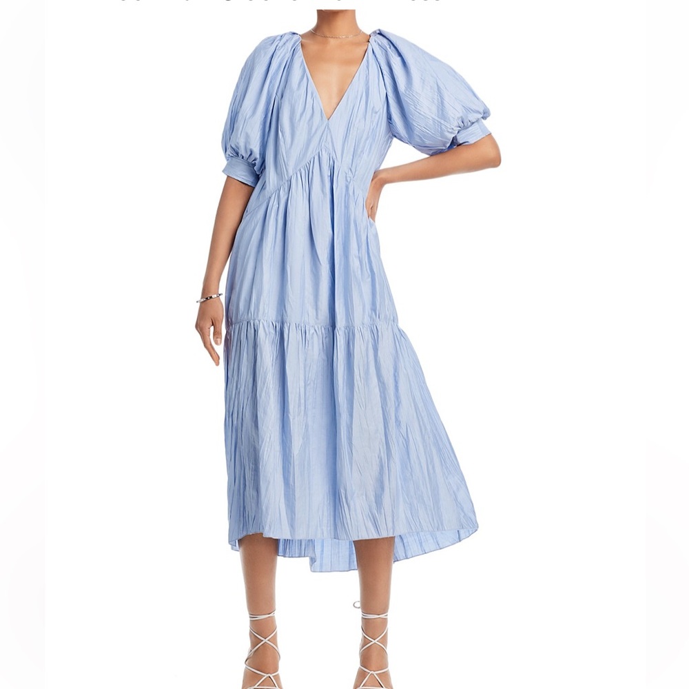 FRAME V Neck Puff Sleeve Maxi Dress- size small. Worn once